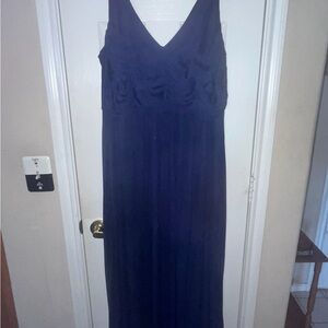 David's Bridal Deep Blue V-Neck Gown